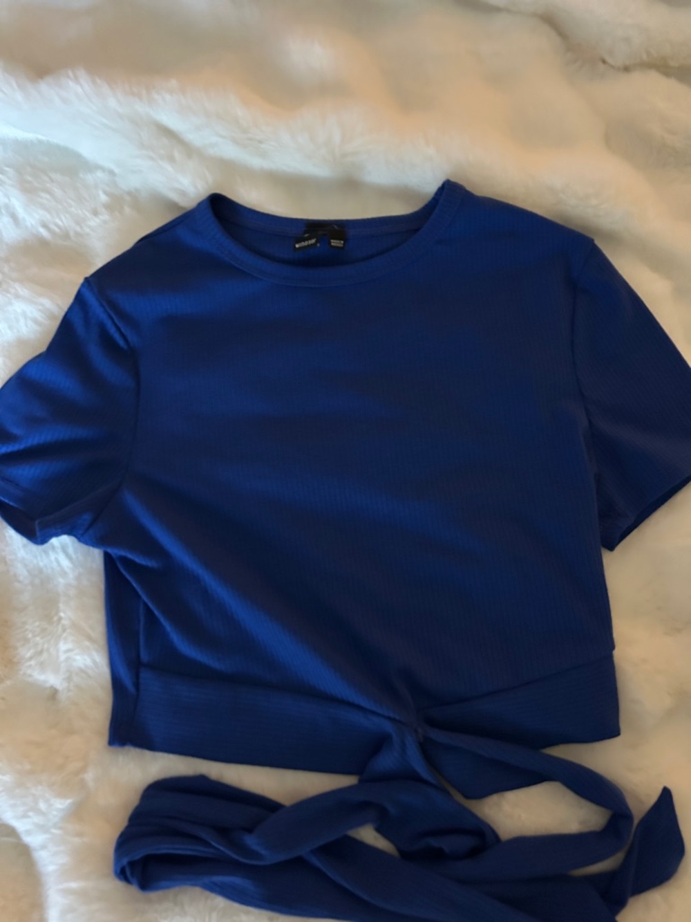 Windsor Cobalt Blue Tie-Front Short Sleeve Top